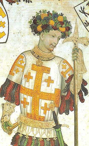 Godfrey of Bouillon, from a fresco painted by Giacomo Jaquerio in Saluzzo, northern Italy, in 1420 ca.